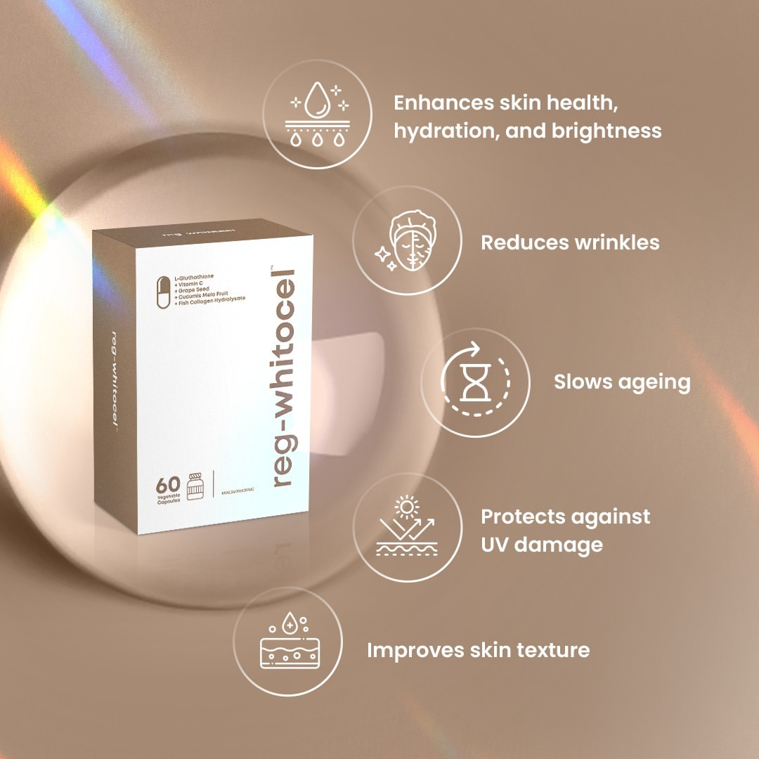 REG-WHITOCEL 60s | L-Glutathione + Collagen + Grape Seed + Vitamin C Antioxidant Supplement