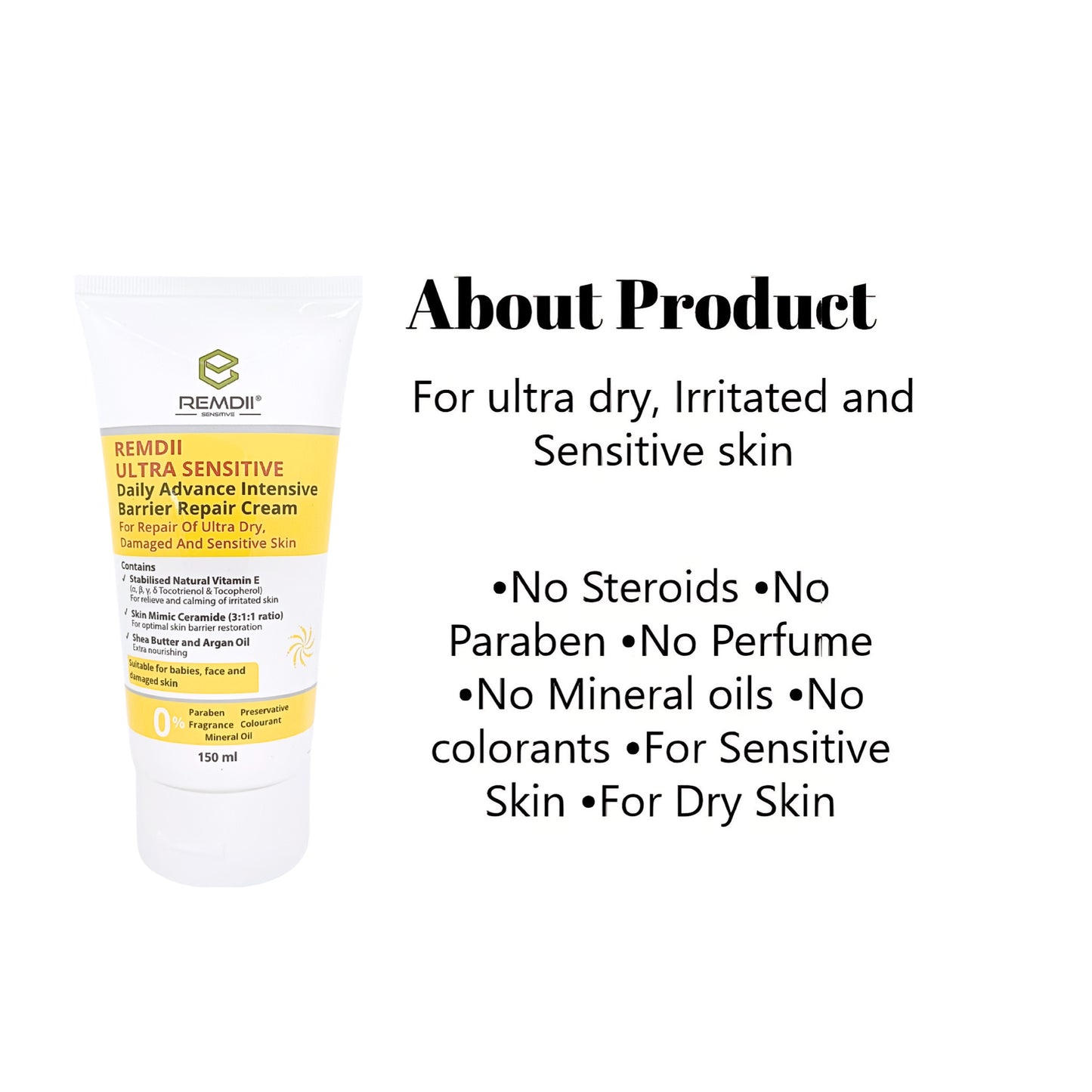 Remdii Sensitive Skin Cream 150ml | Paraben Free 🌸 Steroid-Free & Clinically Proven 🧴