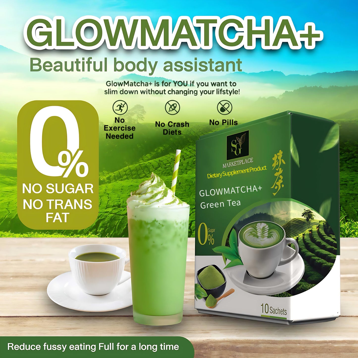 GlowMatcha+ 🍵 | Burn Fat 🔥 | Detox 🧼 | Boost Metabolism ⚡ | Curb Appetite ✨ | Zero Sugar 🚫🍬 | 100% Natural 🌿