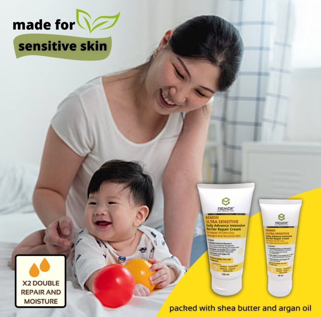 Remdii Sensitive Skin Cream 150ml | Paraben Free 🌸 Steroid-Free & Clinically Proven 🧴