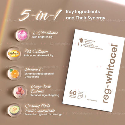 REG-WHITOCEL 60s | L-Glutathione + Collagen + Grape Seed + Vitamin C Antioxidant Supplement