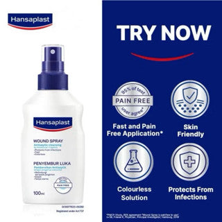 Hansaplast Wound Spray 100ml | Fast Pain-Free Antiseptic Cleansing