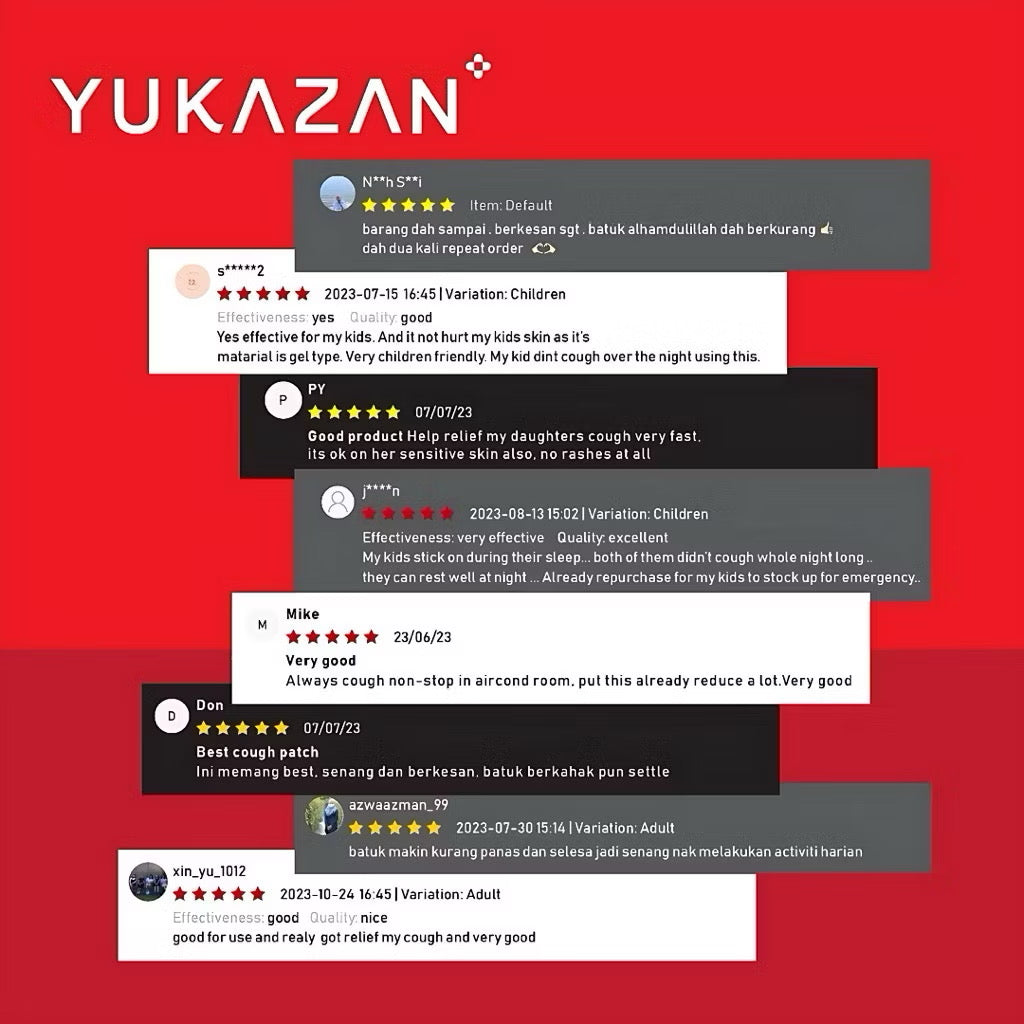 Yukazan Cough Relief Patch For Kids | Bamboo Herbal Extract Reduce Phlegm Fast