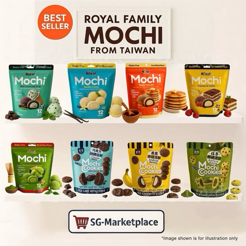Royal Family Taiwan Mochi Cookies With Cocoa Chips 12pcs Snack Treats