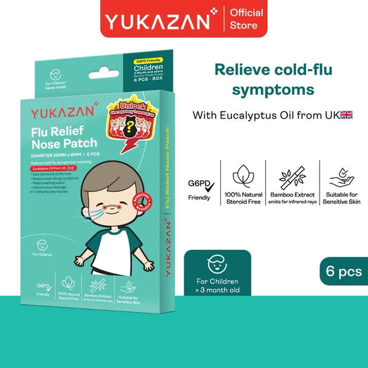 Yukazan Kids Flu Patch 6’S | Sinus, Stuffy Nose Relief | G6PD Friendly